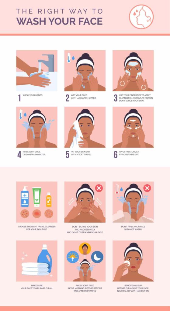 Step-by-step correct face washing technique for glowing skin